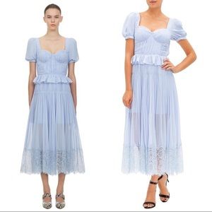 Self Portrait altered blue lace midi dress.